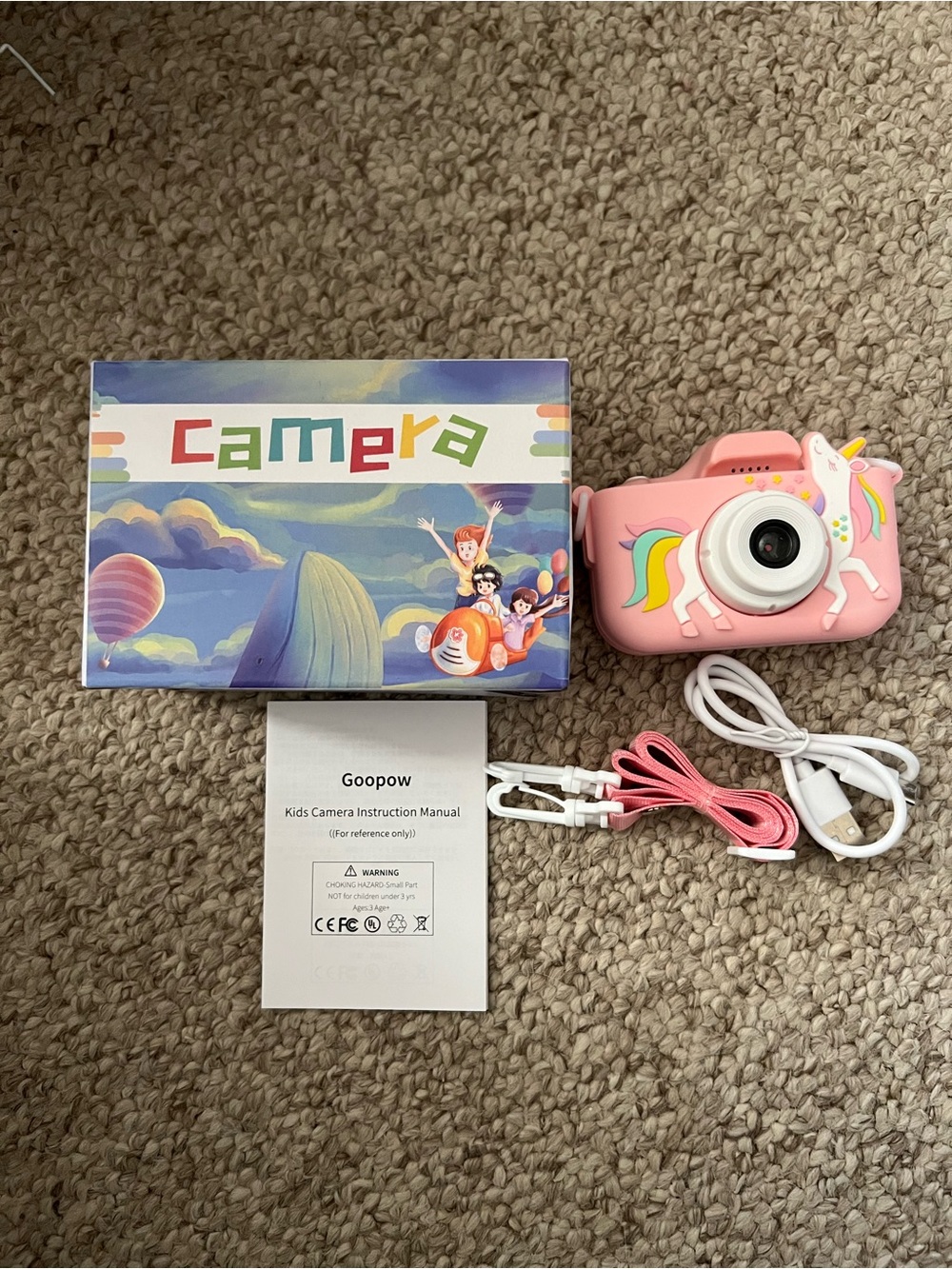 Pink Kids Digital Camera with Unicorn Design